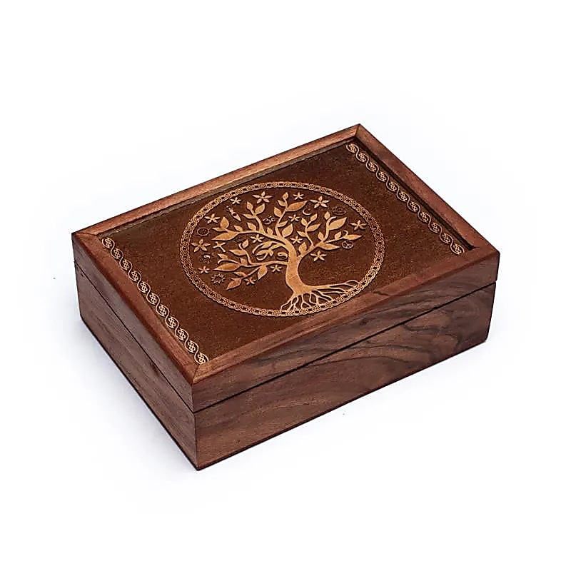 Boîte à tarot  en bois Arbre de vie